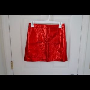 H:ours Revolve Red Metallic Mini Skirt